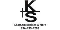 Business card for KbarSam Buckles & More with contact number 936-435-4203