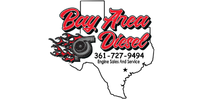 Logo for Bay Area Diesel featuring a city map outline, a gun, and a star.