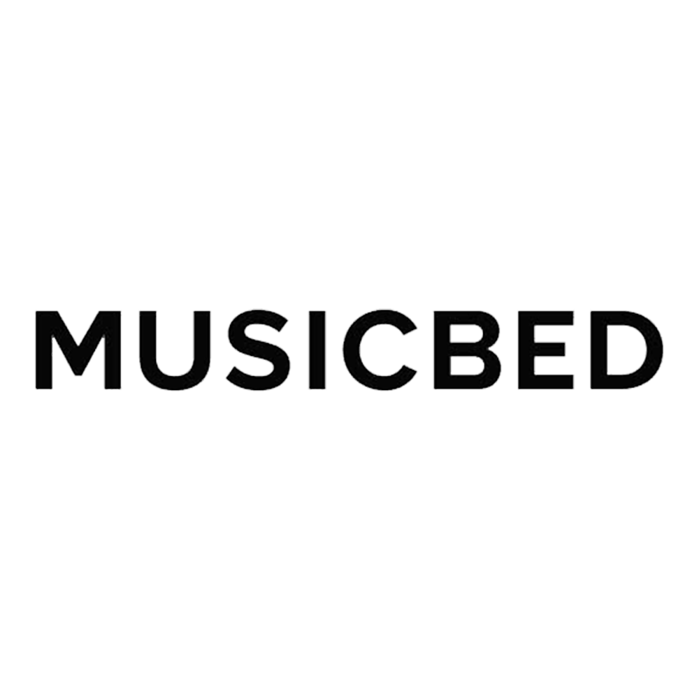 Black and white graphic with the text 'MUSICBED' in bold, stylized letters.
