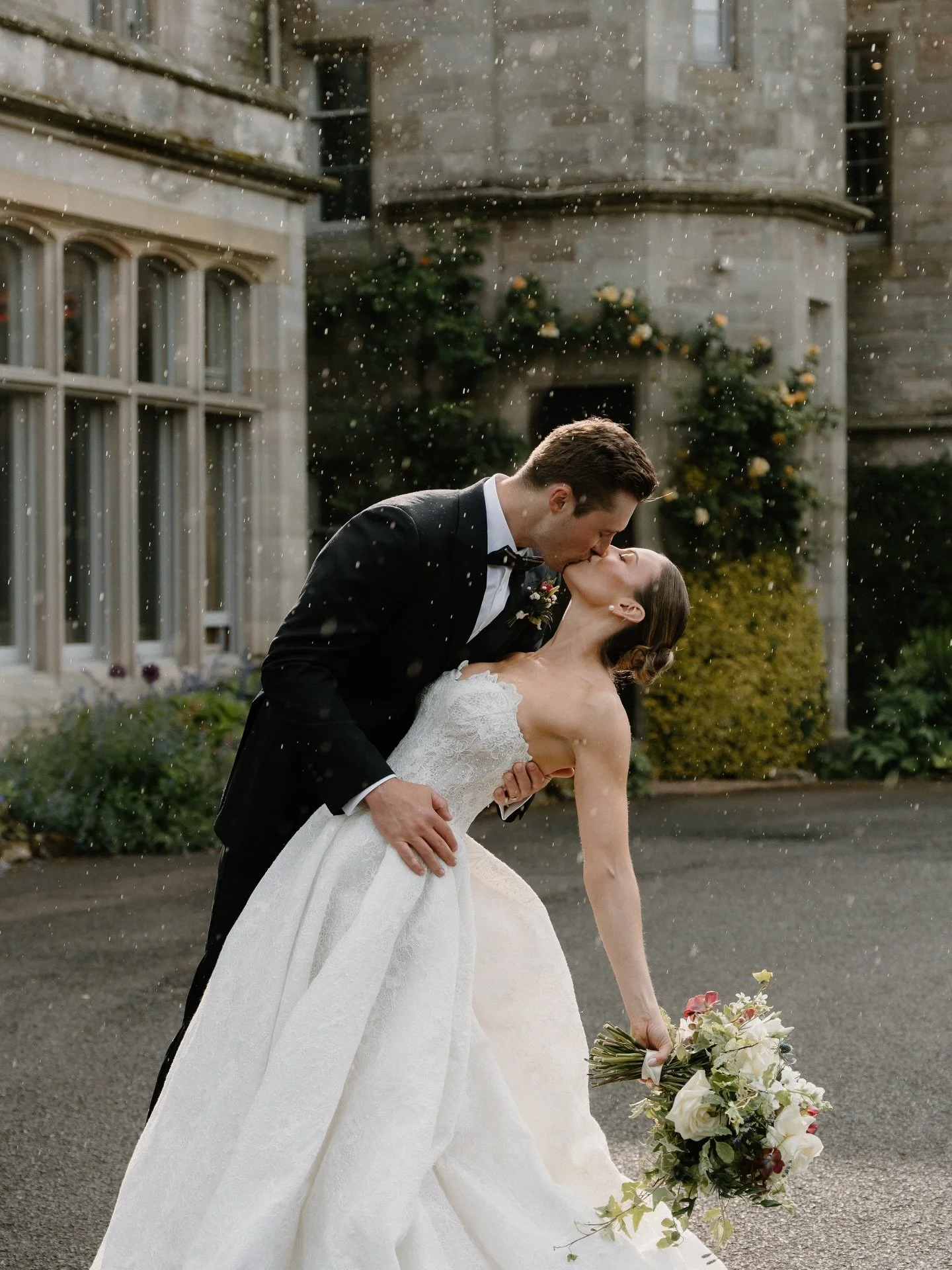 Maggie &amp; Mack&rsquo;s day felt like it came straight from a fairytale ✨ From her stunning dress to the beautiful venue, all sparking in the sun showers, every detail of the day was absolutely magical.

Photographer:&nbsp;@irismariephotography
Sec
