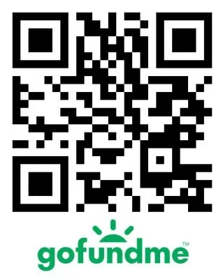 QR code with the GoFundMe logo below