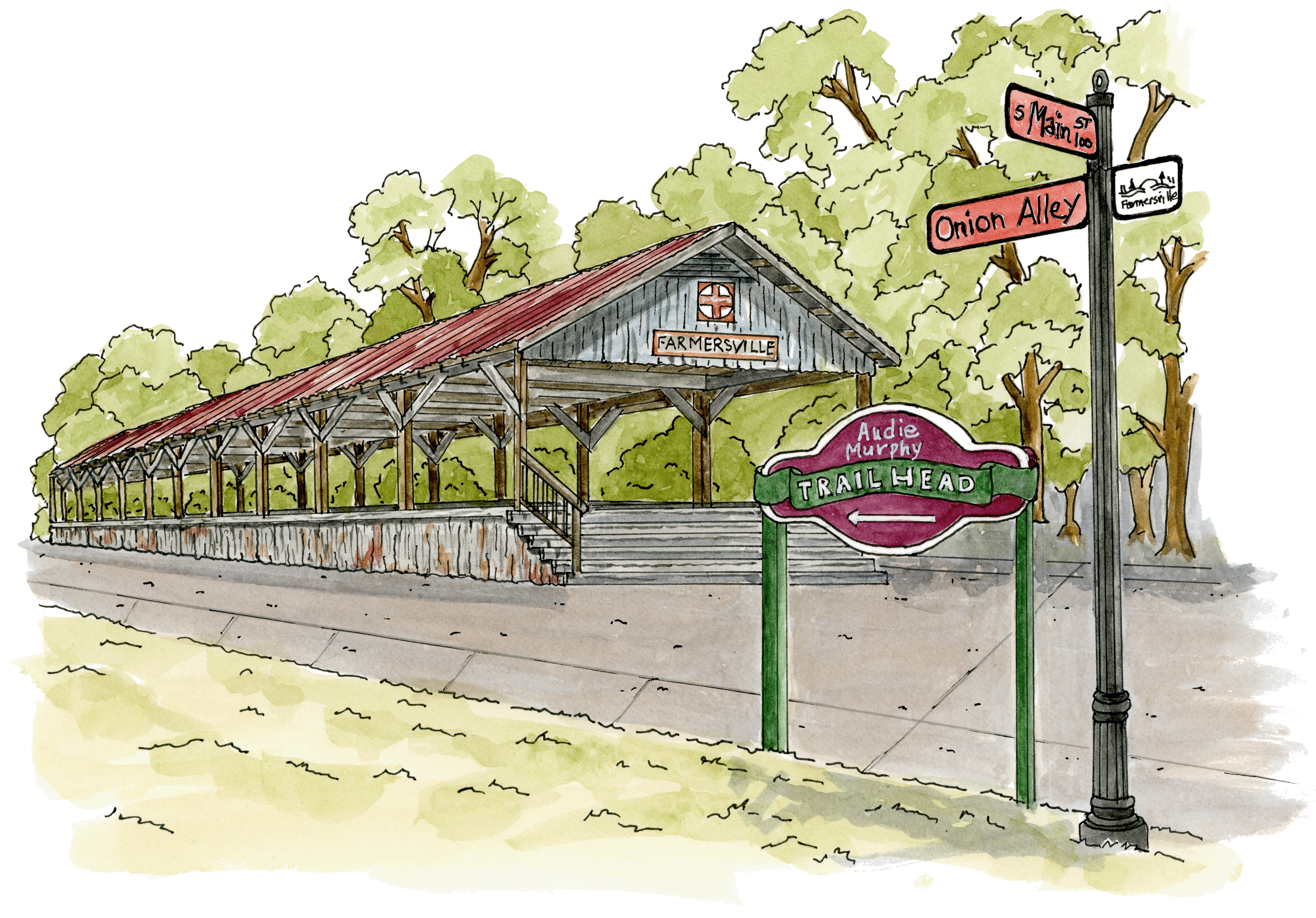 Watercolor Giclée Print - Historic Farmersville