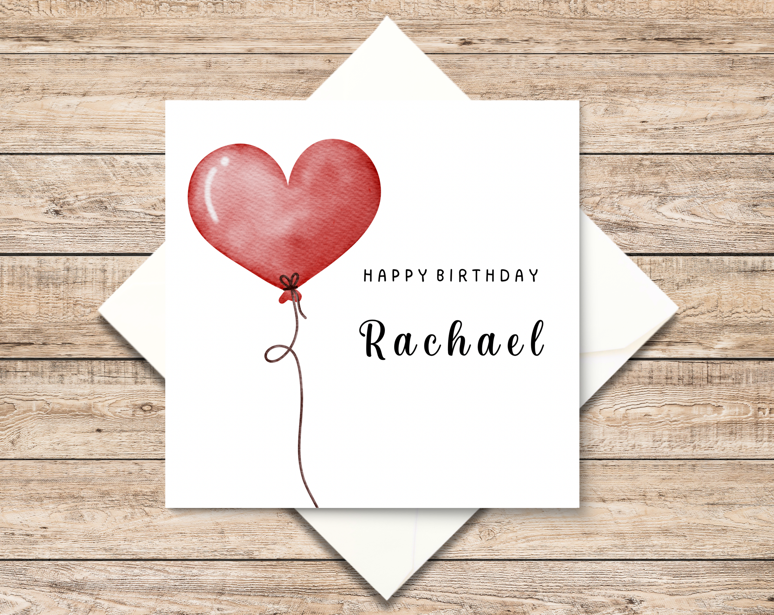 Personalised Girl Birthday Card - Beautiful And Elegant Female Birthday Card For Her - Cute Heart Balloon Design