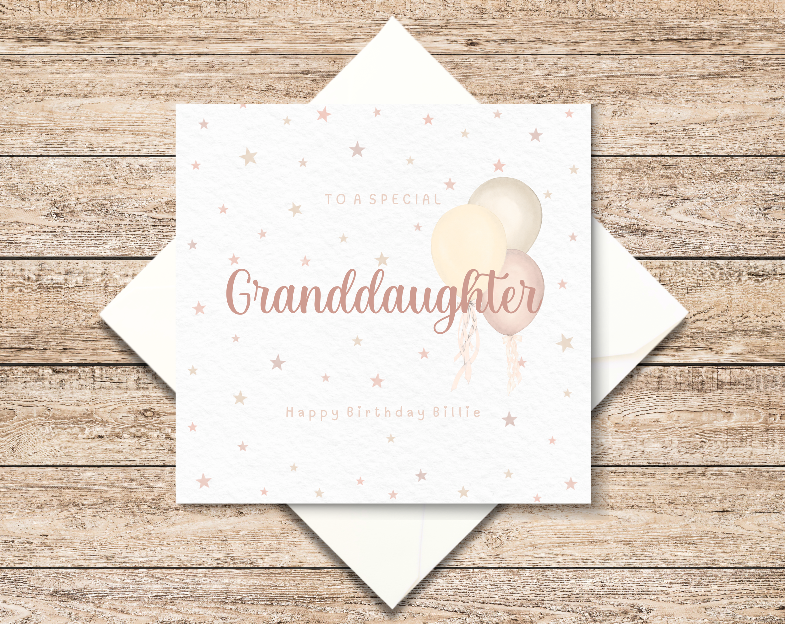 Personalised Granddaughter Birthday Card - Personalised Gift For Her - Pink Balloons
