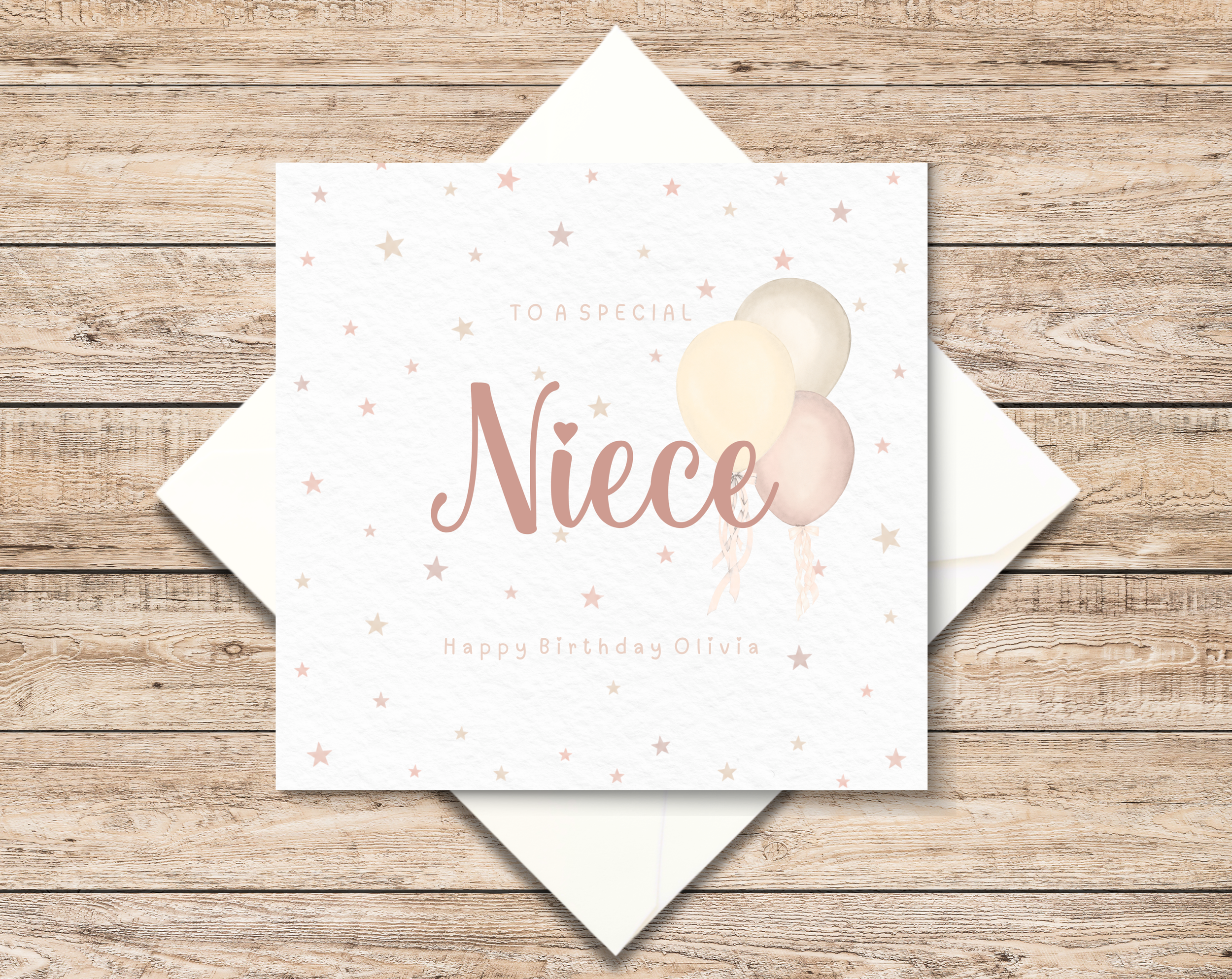 Personalised Niece Birthday Card - Personalised Gift For Her - Pink Balloons