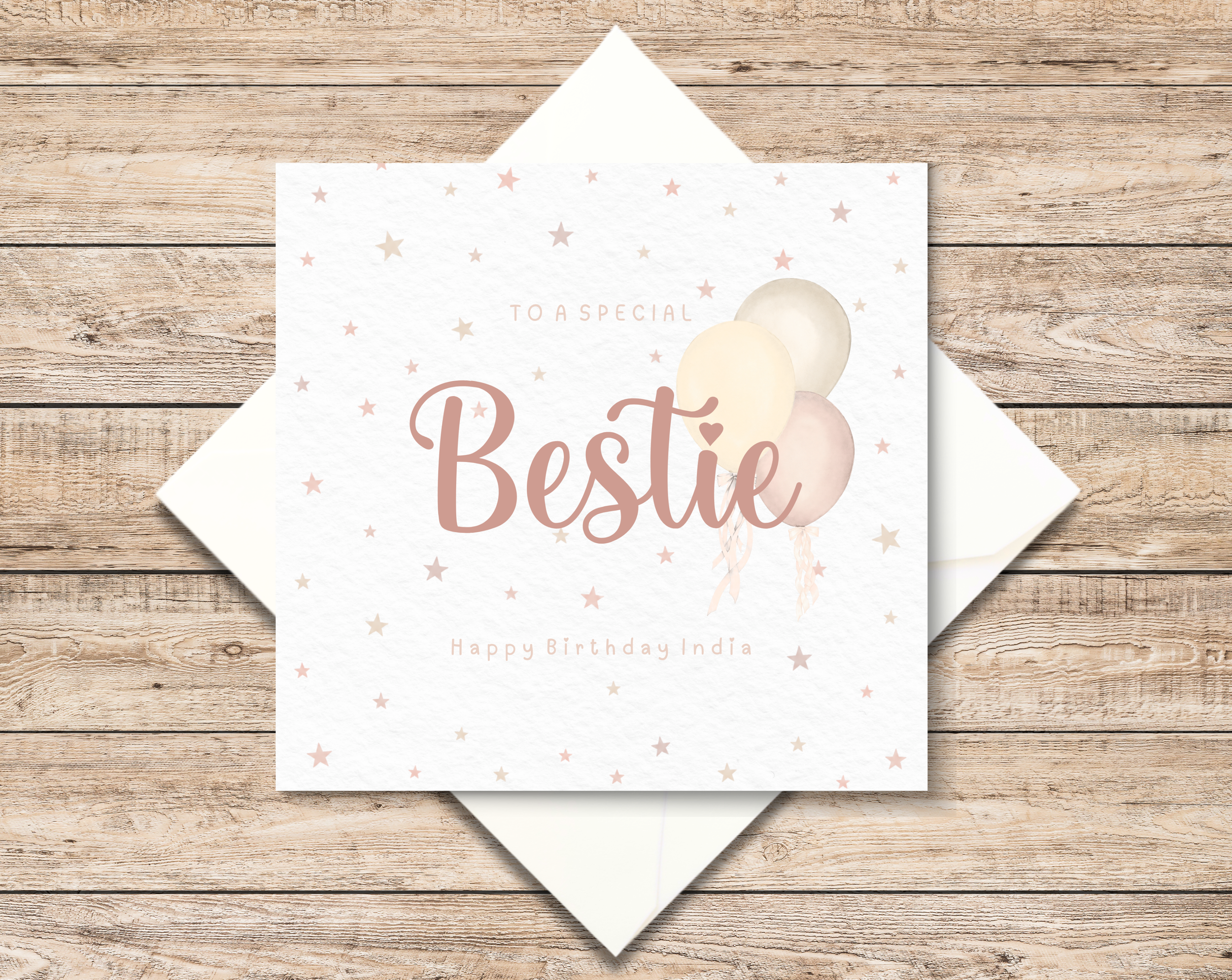 Personalised Bestie Birthday Card - Card For Her - Pink Balloons - Friend Gift