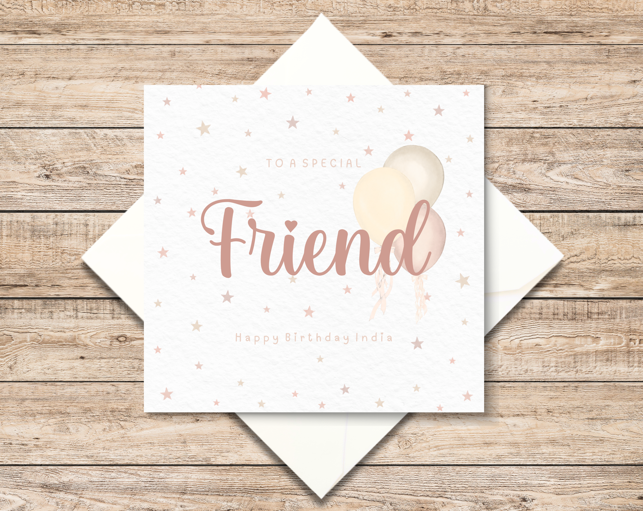 Personalised Friend Birthday Card - Card For Her - Pink Balloons - Best Friend Gift