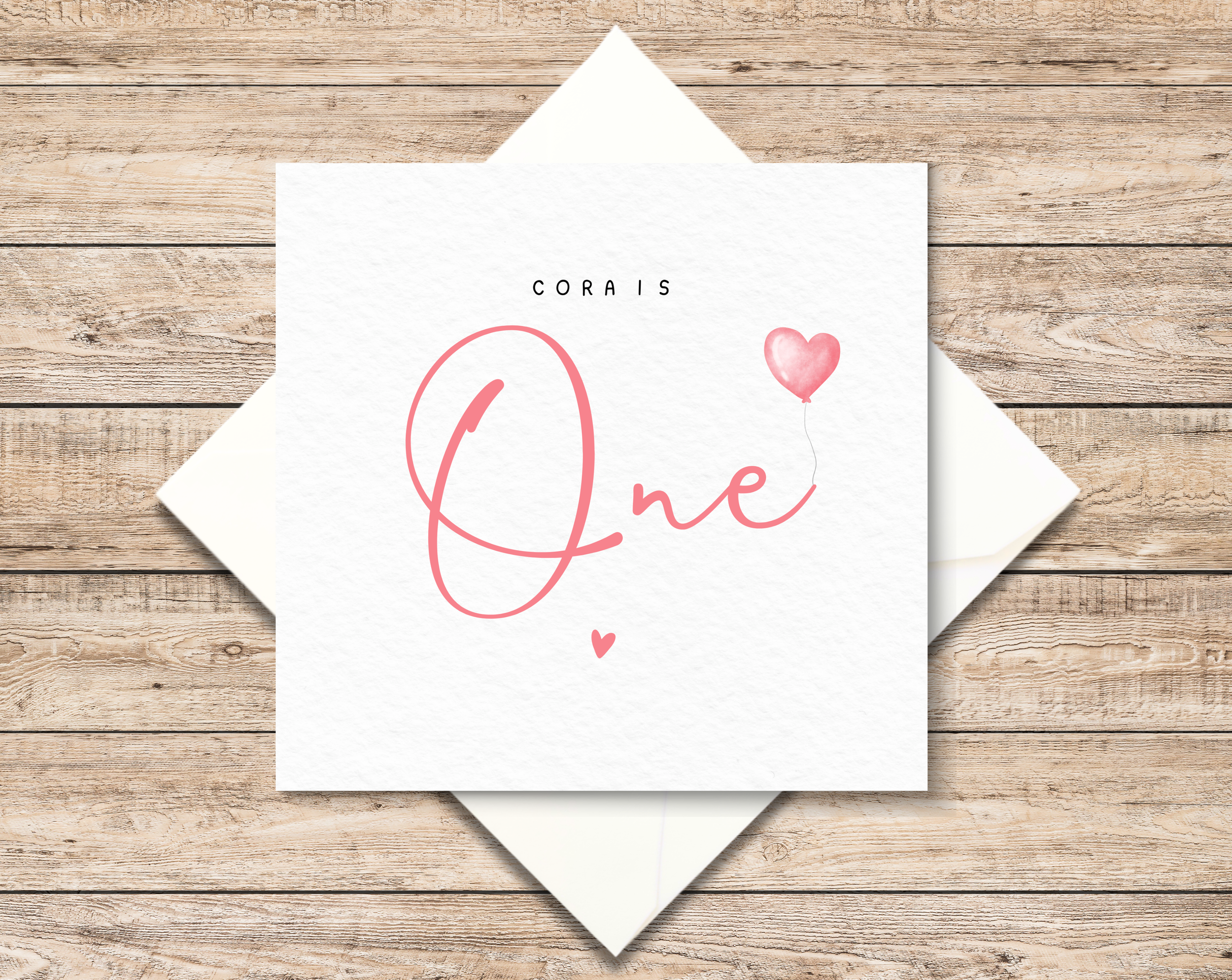 Personalised 1st Birthday Card For Girl - First Birthday Card - One Year Old Card - Birthday Card For Daughter - Pink Balloon Birthday Card