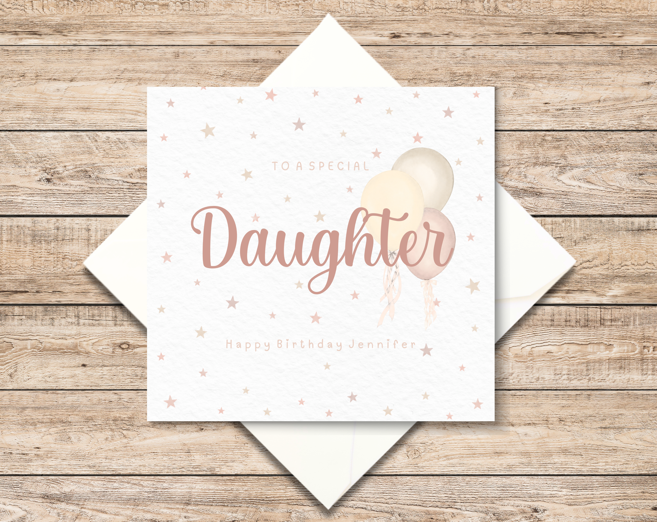Personalised Daughter Birthday Card - Card For Her - Pink Balloons