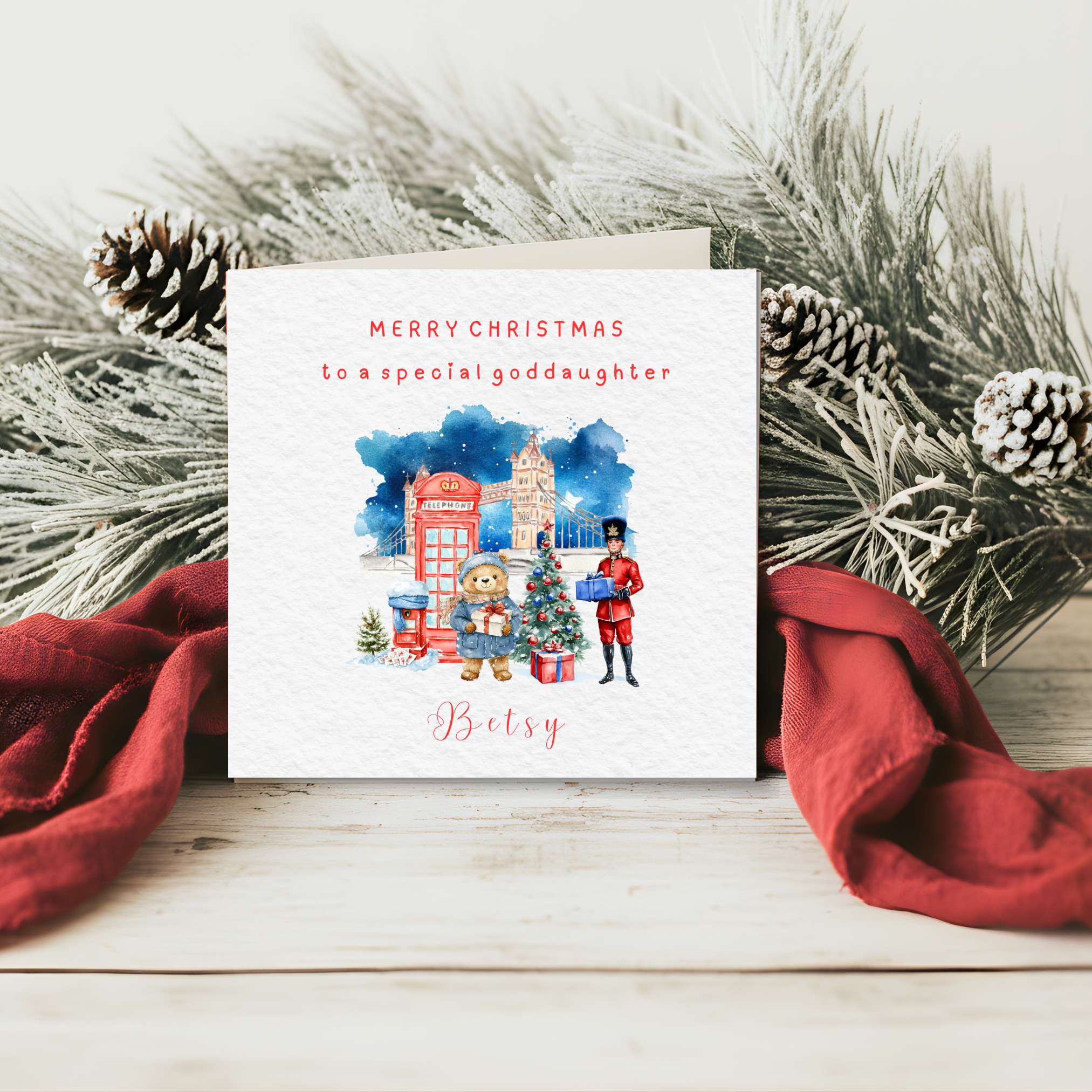 Personalised London Bear Christmas Card