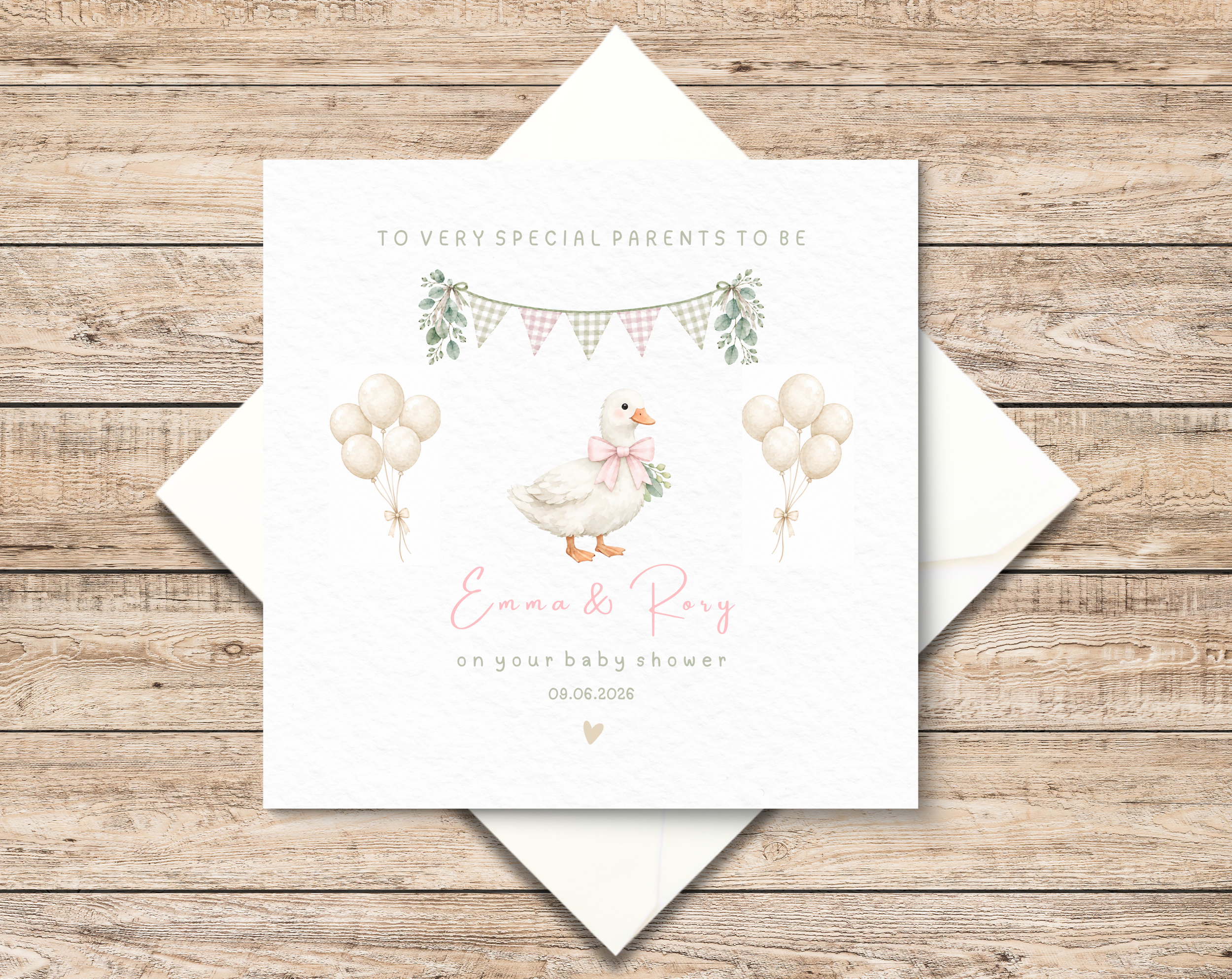 Personalised Baby Shower Card Baby Girl - Goose Baby Shower Card - Mummy To Be Pregnancy Card - Baby Shower Gift For Baby Girl