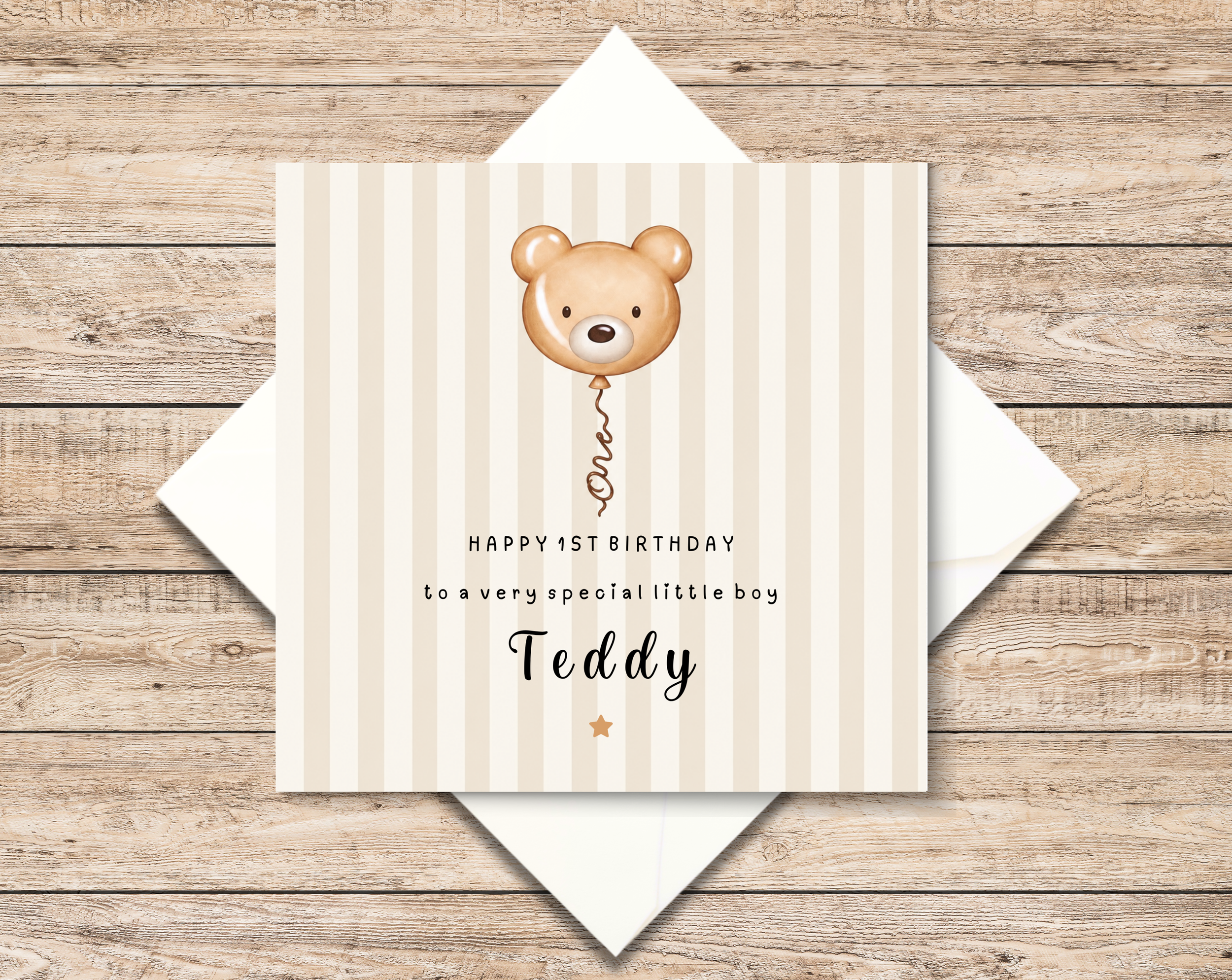 Personalised Balloon 1st Birthday Card - First Birthday Card For Son - Nephew - Grandson - Card For Baby Boy - Custom Card For 1st Birthday