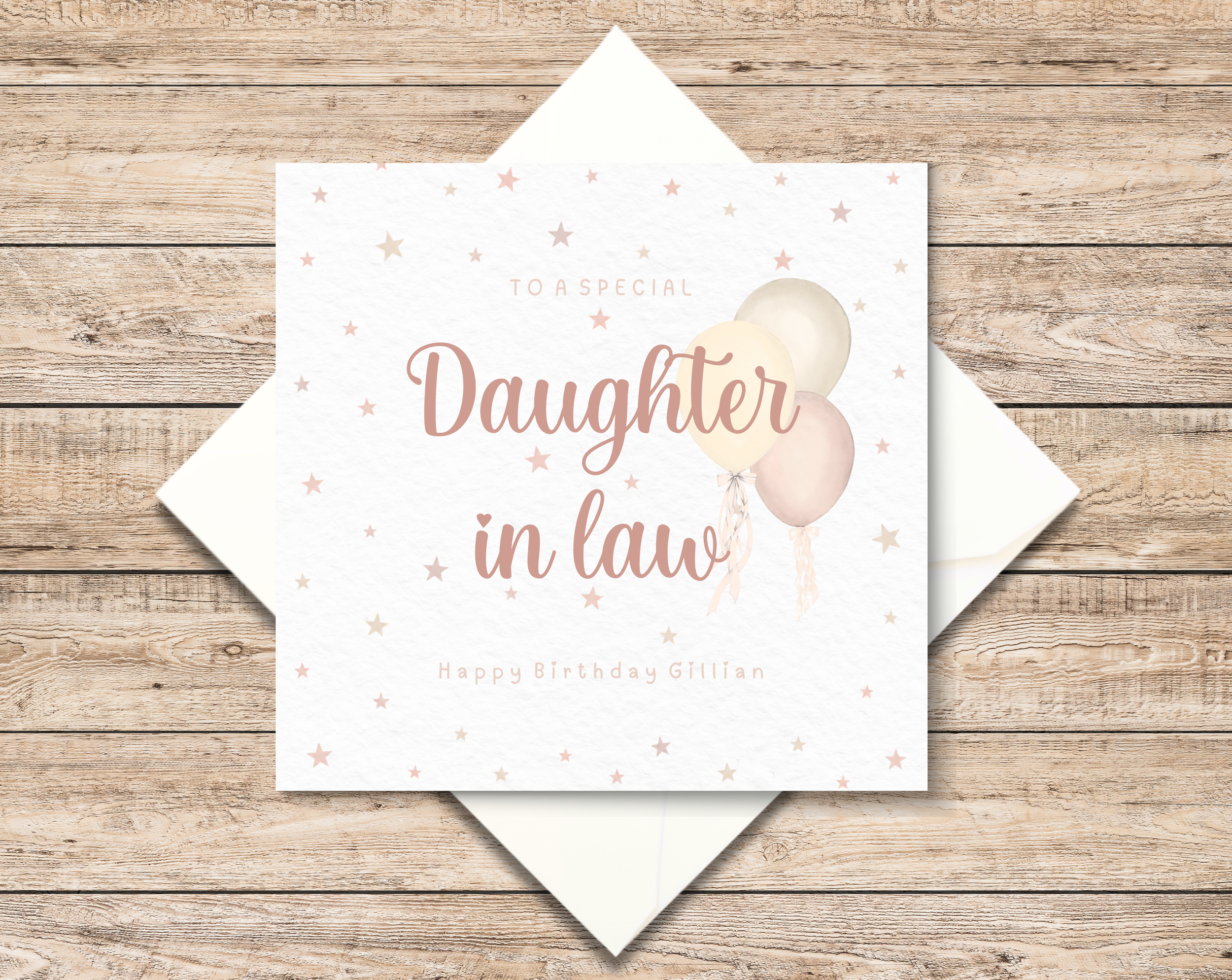 Personalised Daughter In law Birthday Card - Card For Her - Pink Balloons