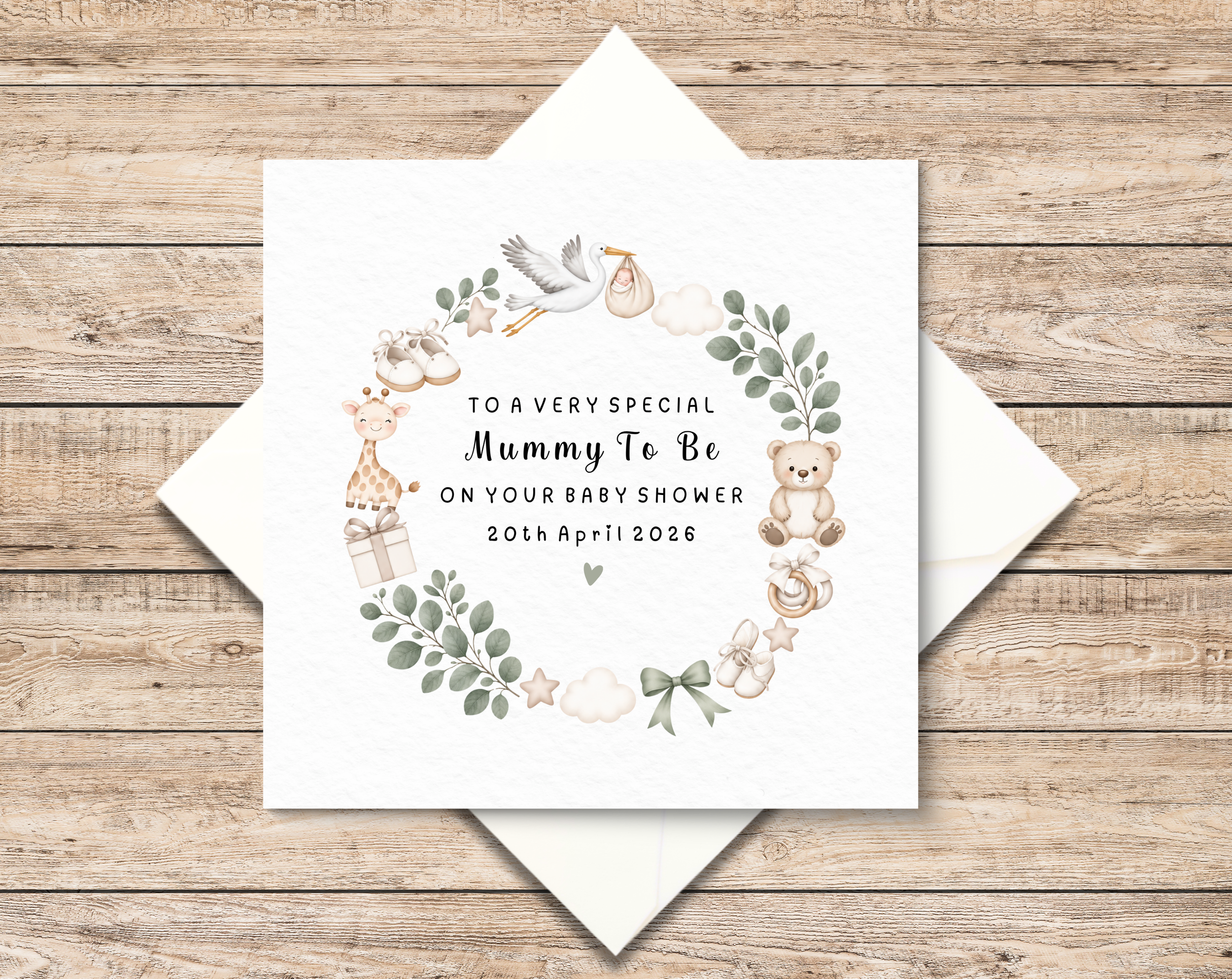 Personalised Mummy To Be Baby Shower Card - Neutral Baby Shower Card For Granddaughter - Baby Shower Gift For Baby Boy Or Baby Girl
