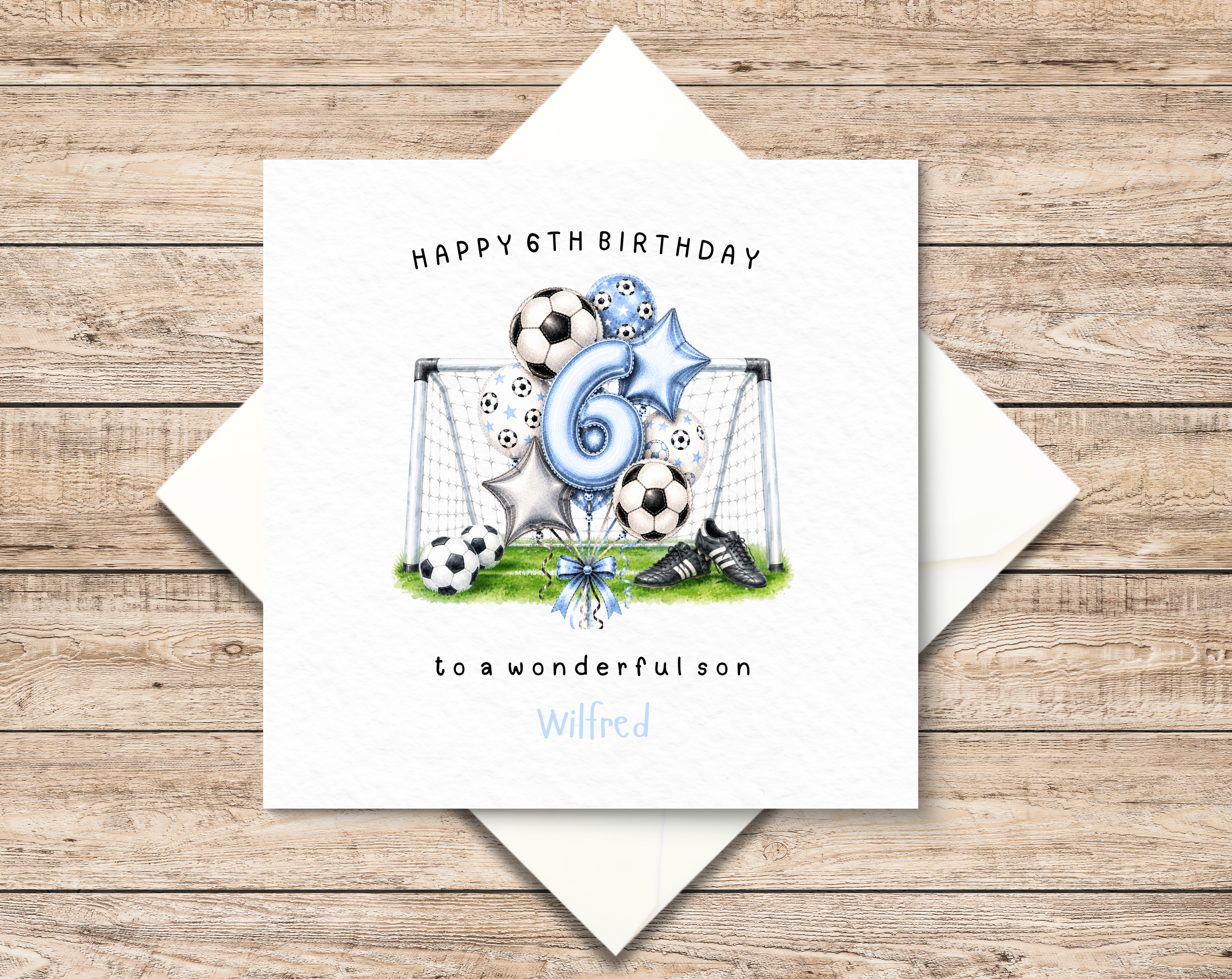 Personalised 6th Birthday Card - Sixth Birthday - Football Birthday Present - Sporty Birthday Gift For Little Boy - Son - Grandson - Nephew - Godson