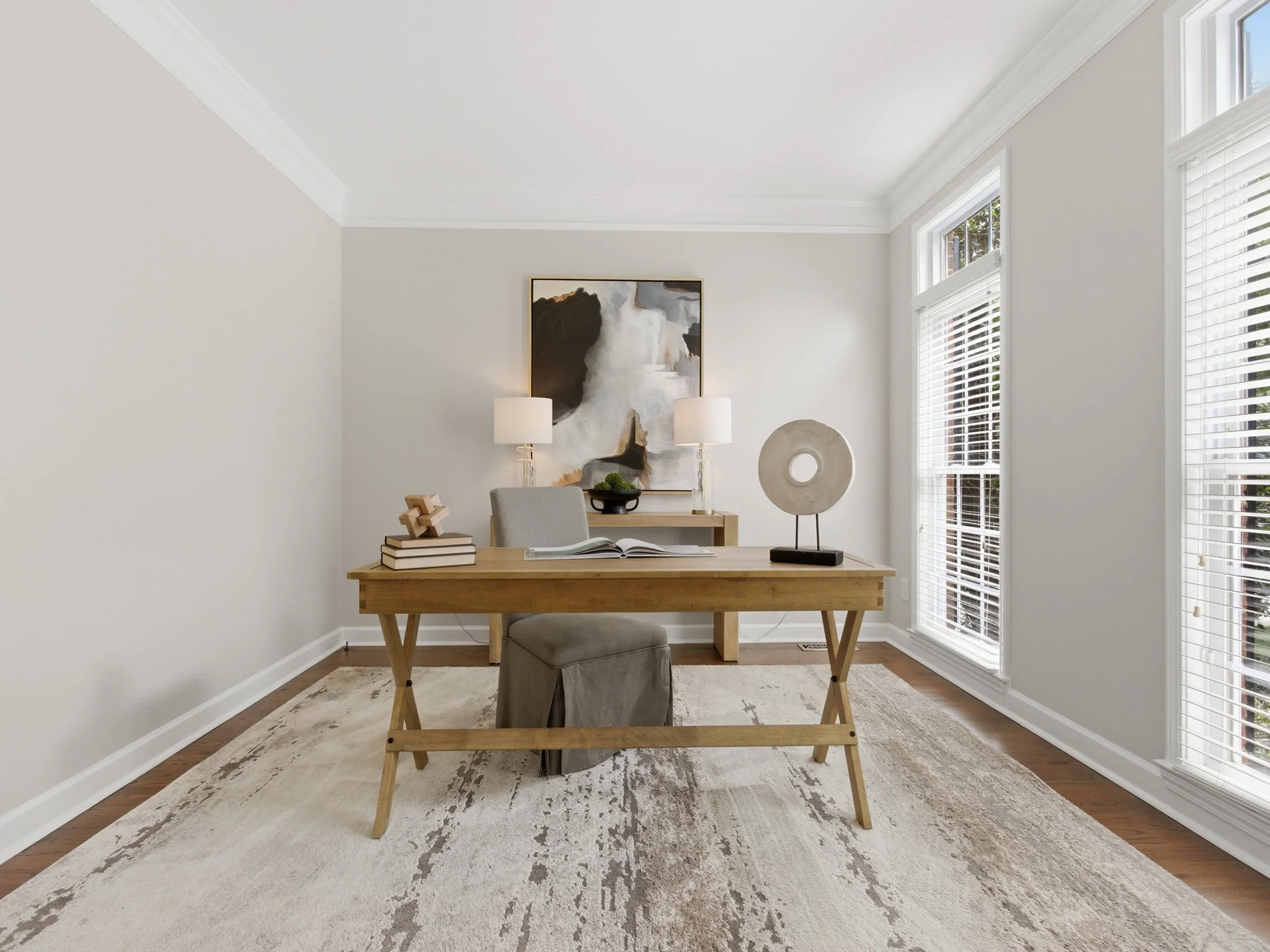 Staged home office with organized desk setup, Designs Unlimited Staging