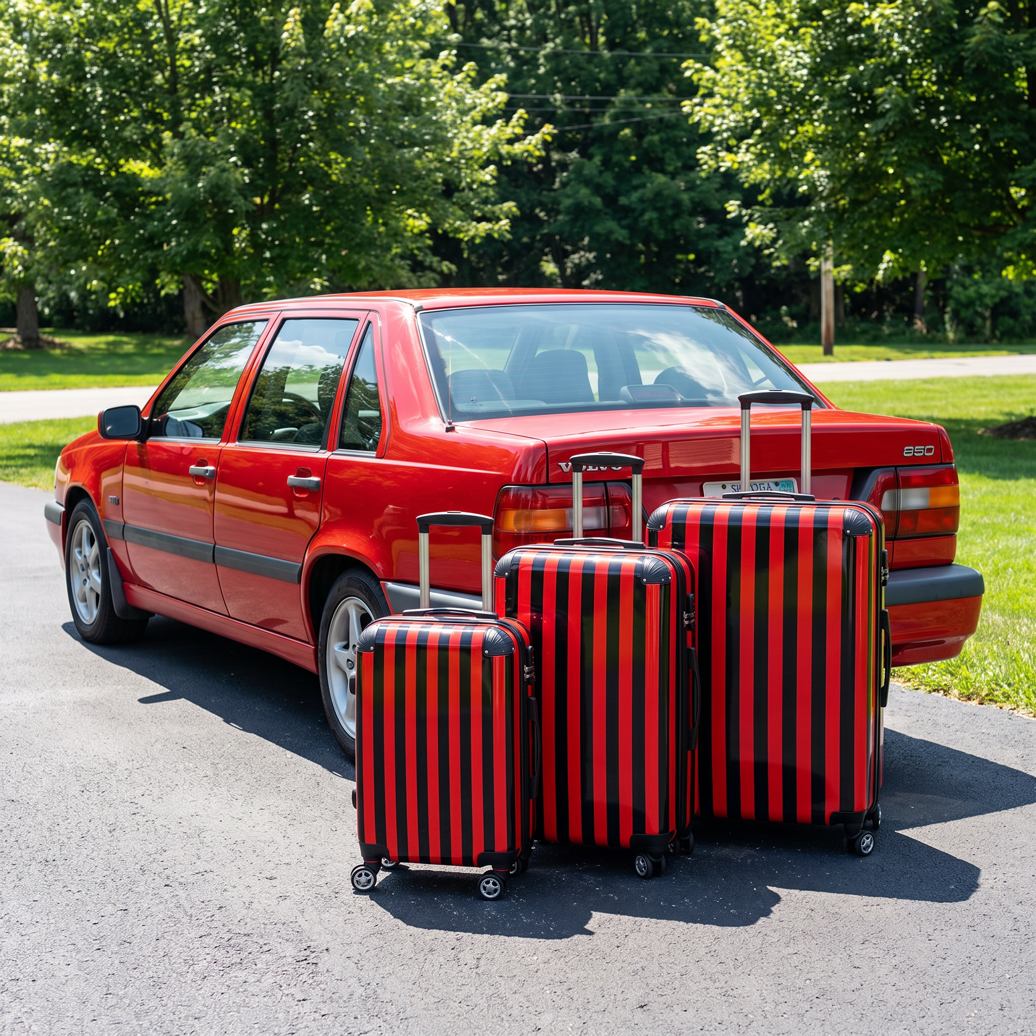 Jailbird Chic | Red & Black Stripe Suitcase