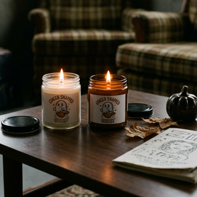 Ginger Snapped Ghost Candle