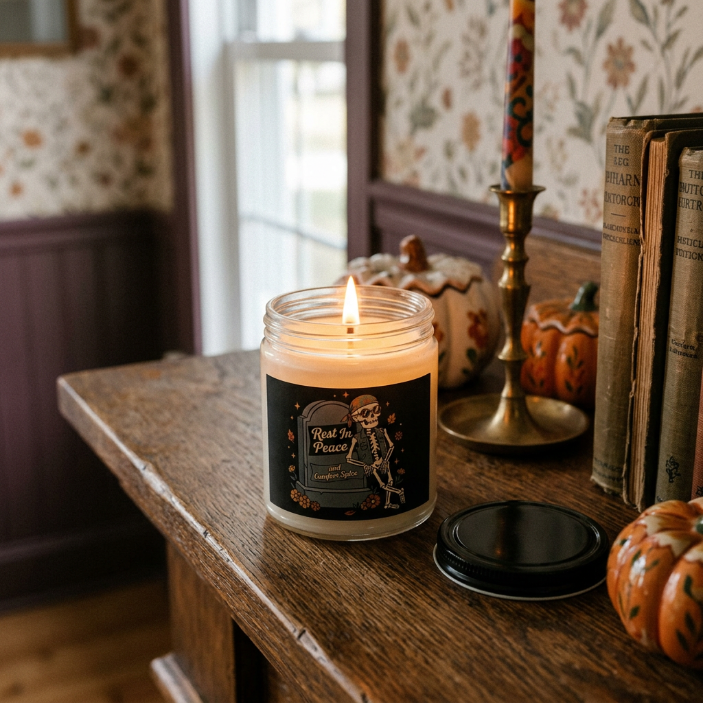 Rest in Peace Skeleton Comfort Spice Candle