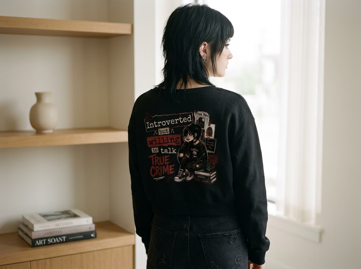 Willing to Talk True Crime | Off-Shoulder Sweatshirt