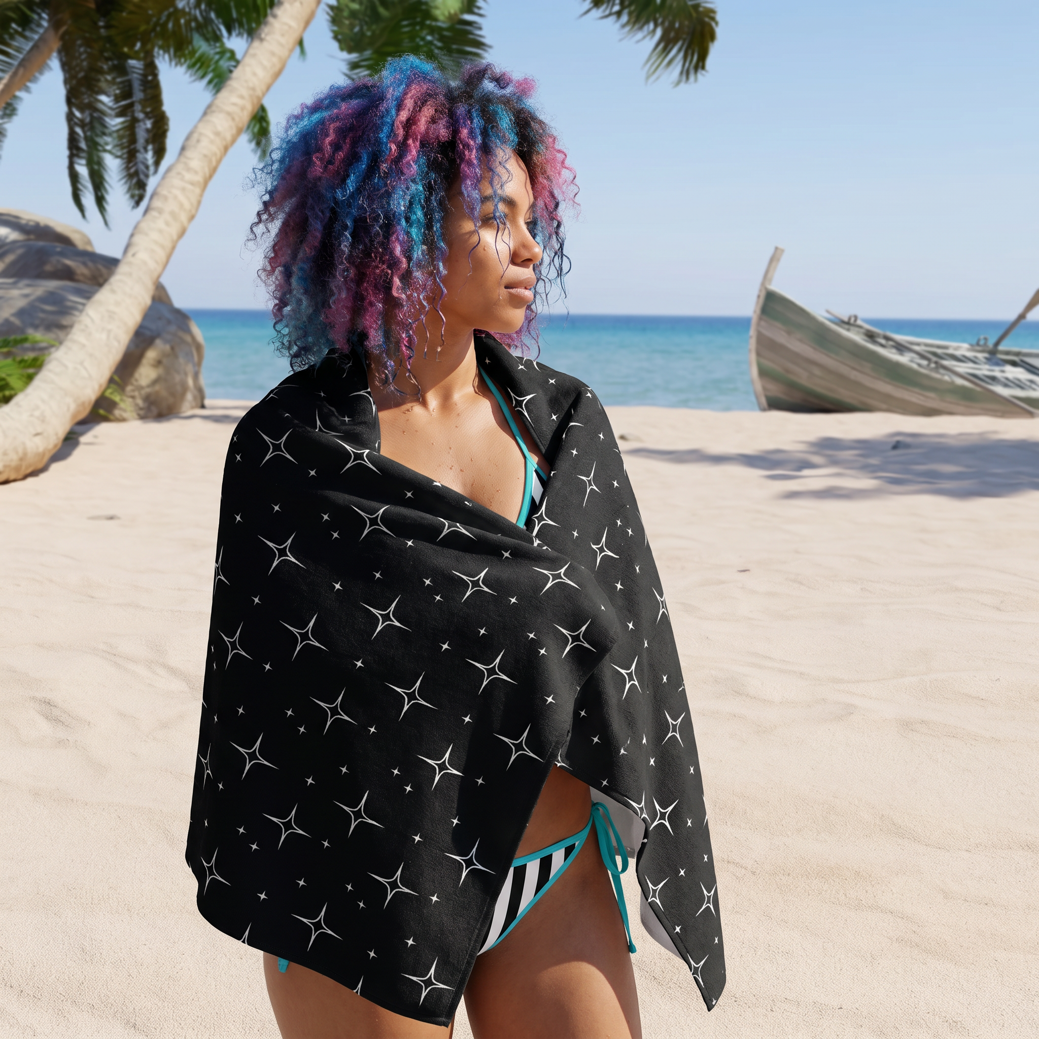 Do Vampires Sparkle? Beach Towel | Black