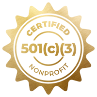 Gold-colored seal with the words 'Certified Nonprofit' and '501(c)(3)' in the center.