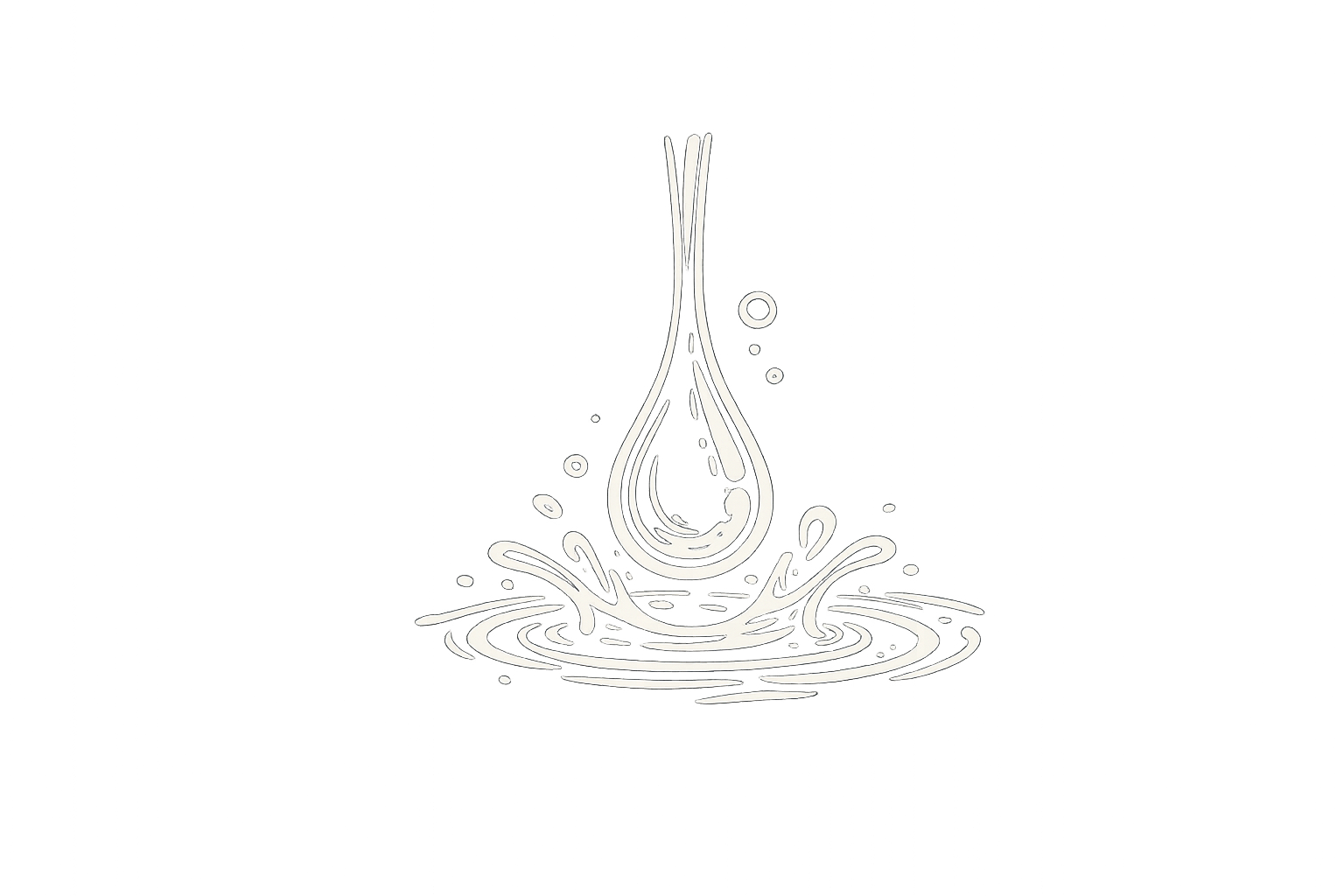 A stylized illustration of a water droplet splashing into a pool, with colorful, abstract background streaks in pink, green, blue, and orange.