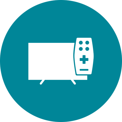 Icon of a television with a remote control