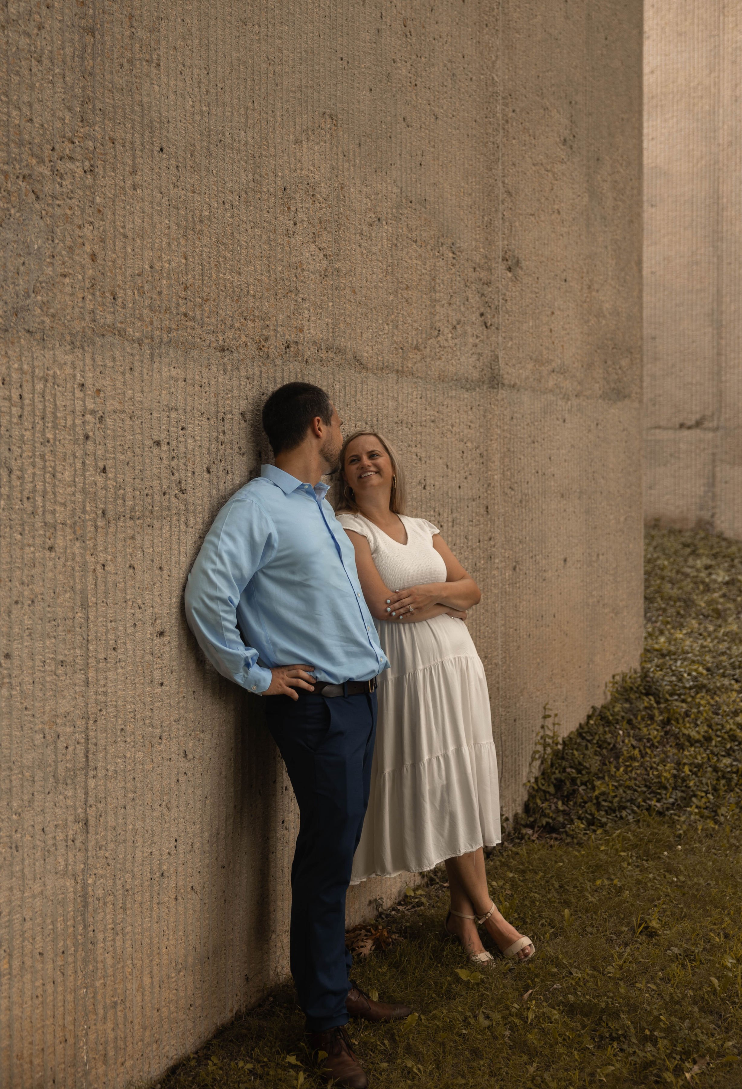 engaged couple smiling