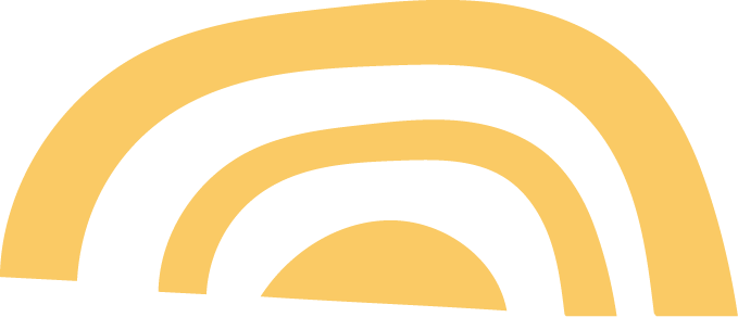A stylized rainbow with five stripes in black and beige colors.