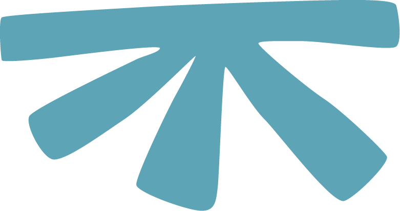 A blue abstract geometric design with irregular shapes extending from a central point.