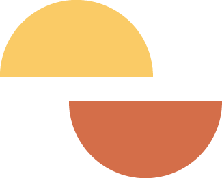 Graphic with a yellow semicircle on top, a black curved line in the middle, and a red semicircle at the bottom.