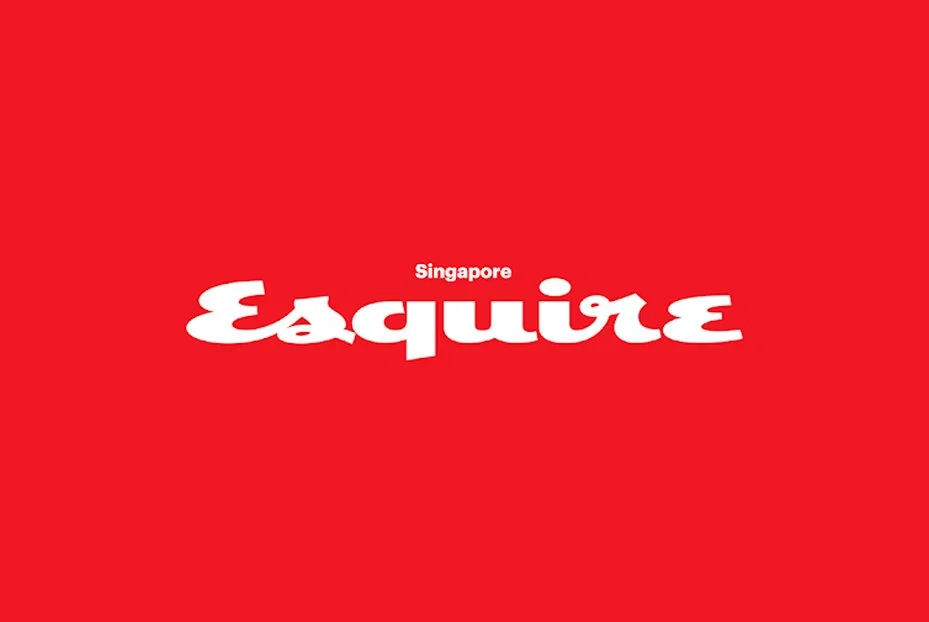Red background with white text that says "Singapore Esquire" in bold, stylized font.