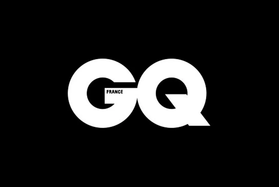 Black background with the white letters 'GQ' and a small black rectangle inside the 'G' containing the word 'FRANCE'.