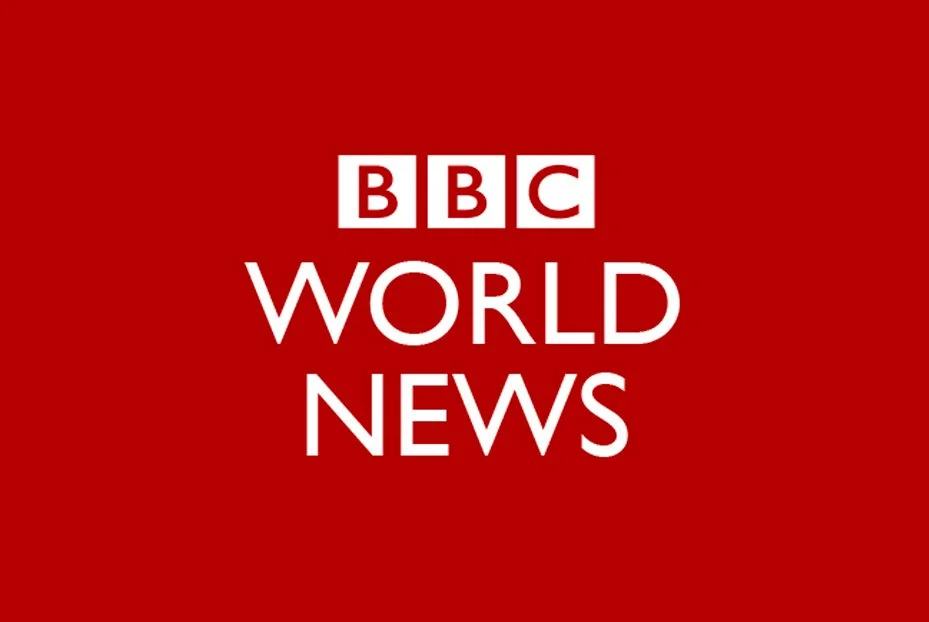 BBC World News logo with red background and white text.