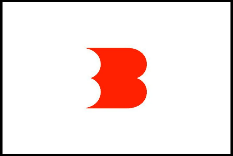 Red logo resembling the letter B with stylized, curved edges on a white background.