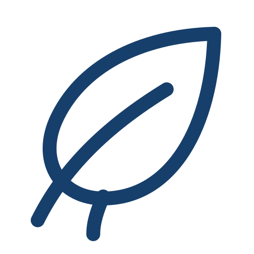 Outline of a leaf in dark blue color on a black background.