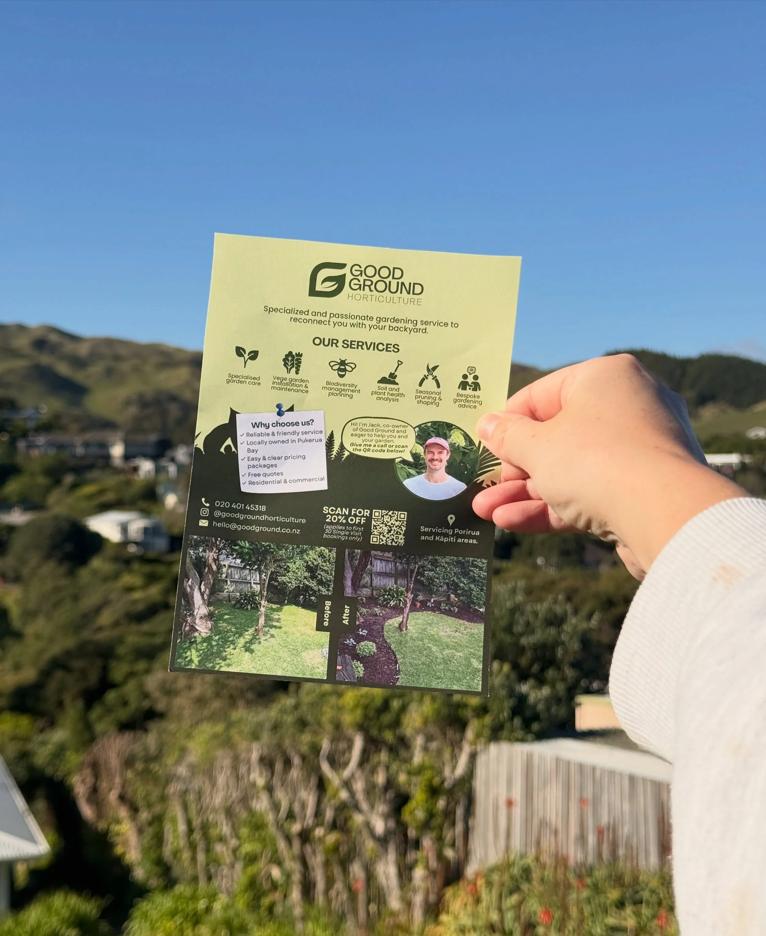 Beautiful day to be delivering flyers around our local neighbourhood! ☀️

As an opening special, our first 30 customers receive 20% off their first booking with us 🌿

We also bought a van yay! 

Our apprentice Bonney gives it the tick of approval 

