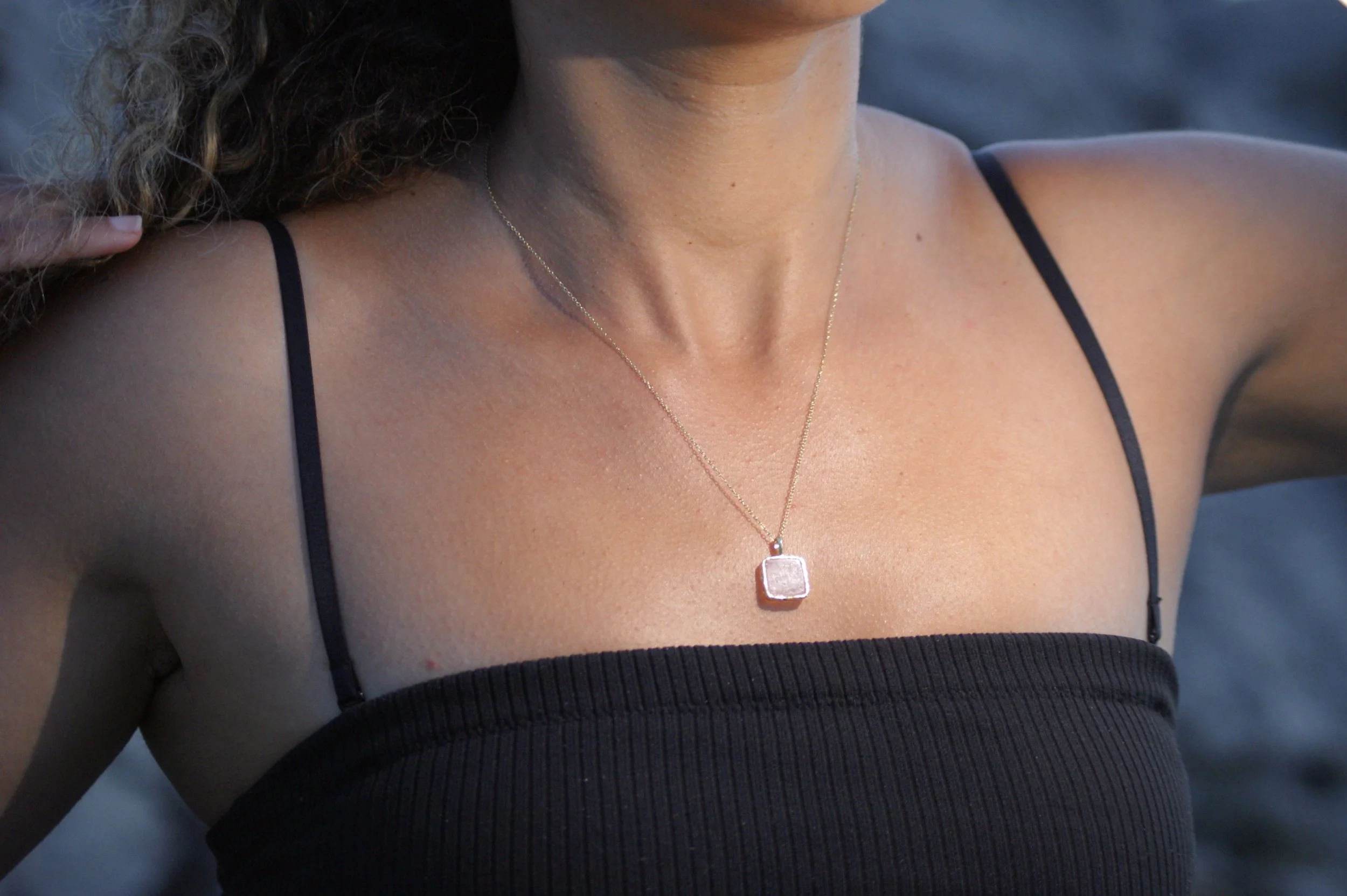 Tikal Dawn Rose Quartz Pendant