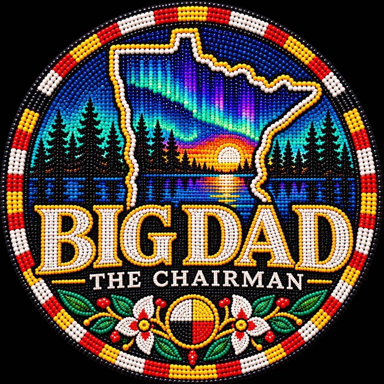 Big Dad The Chairman beaded medallion logo