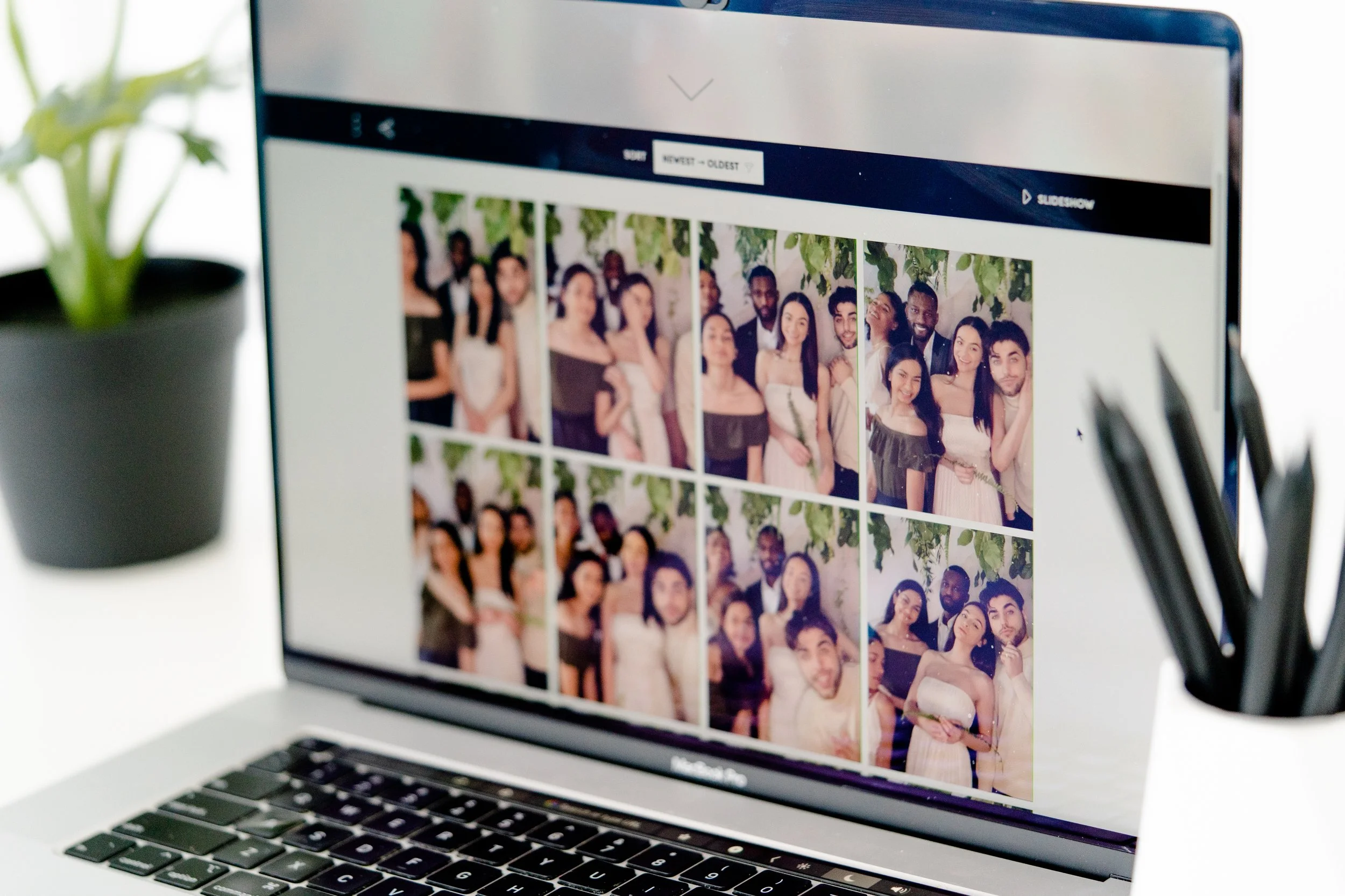 Online gallery showcasing digital photo booth images available for instant download