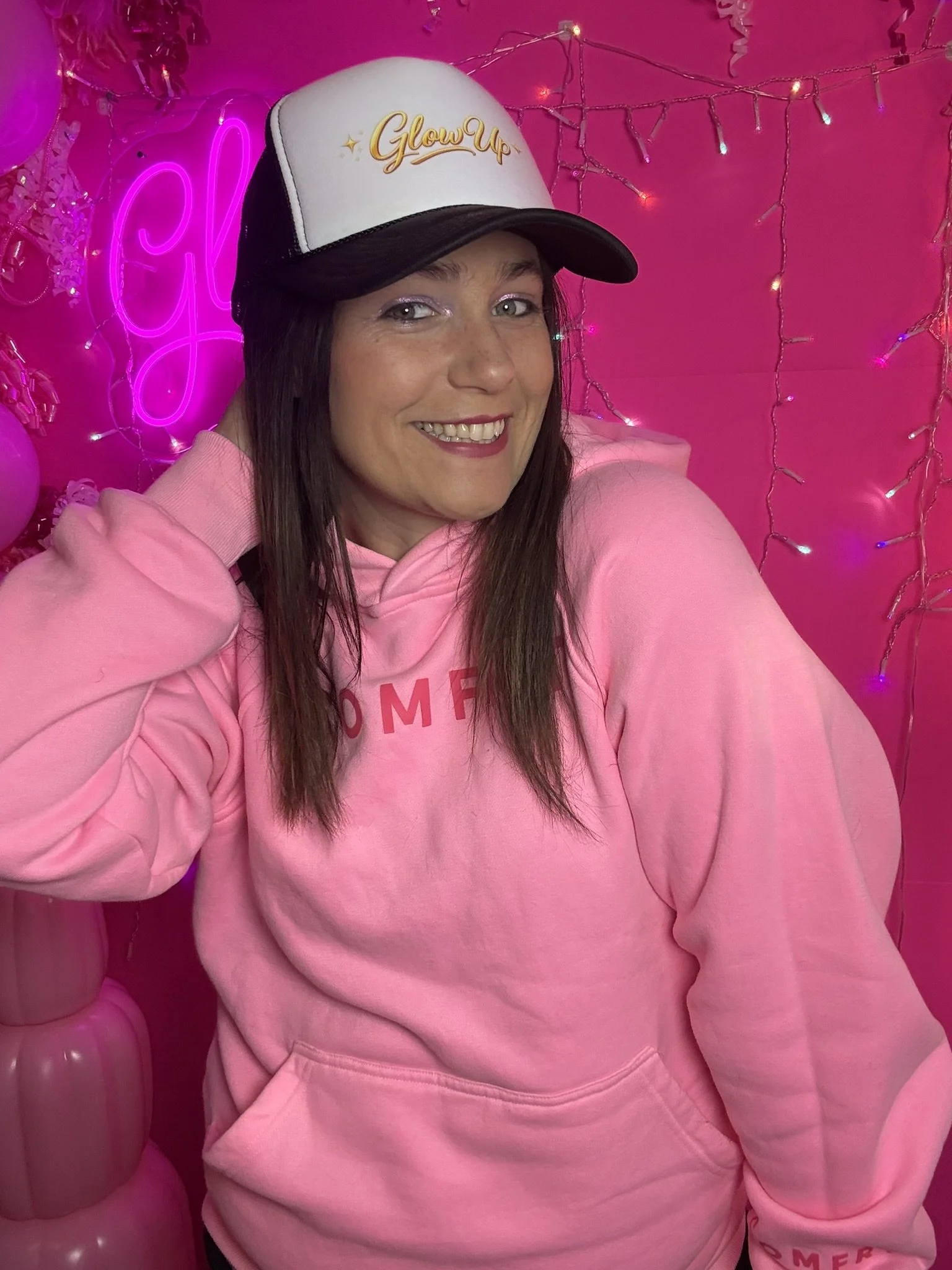 Jessica in her Glow Up Hat