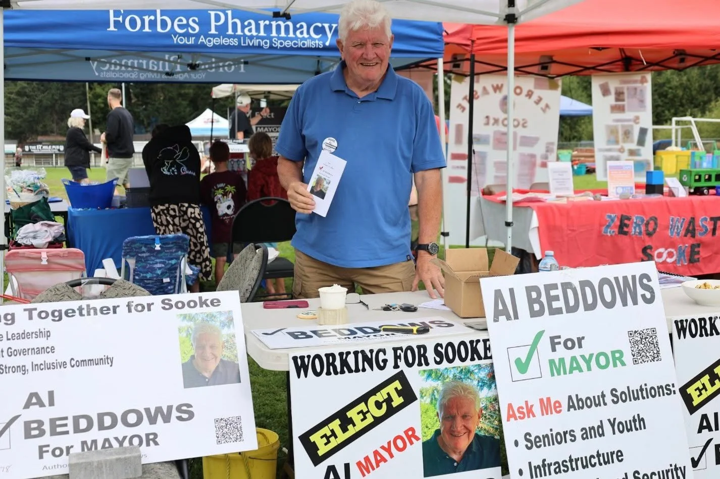 Who do we support for Mayor? Al Beddows.
Al Beddows is a two-term councillor, President of the Sooke Lions Club (again), and a volunteer with the Sooke Food Bank and Sooke Hospice, to name a few. More importantly, we&rsquo;ve seen Al in Council chamb
