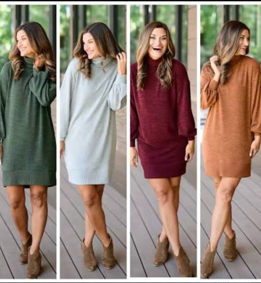 Sweater dress, cashmere, green