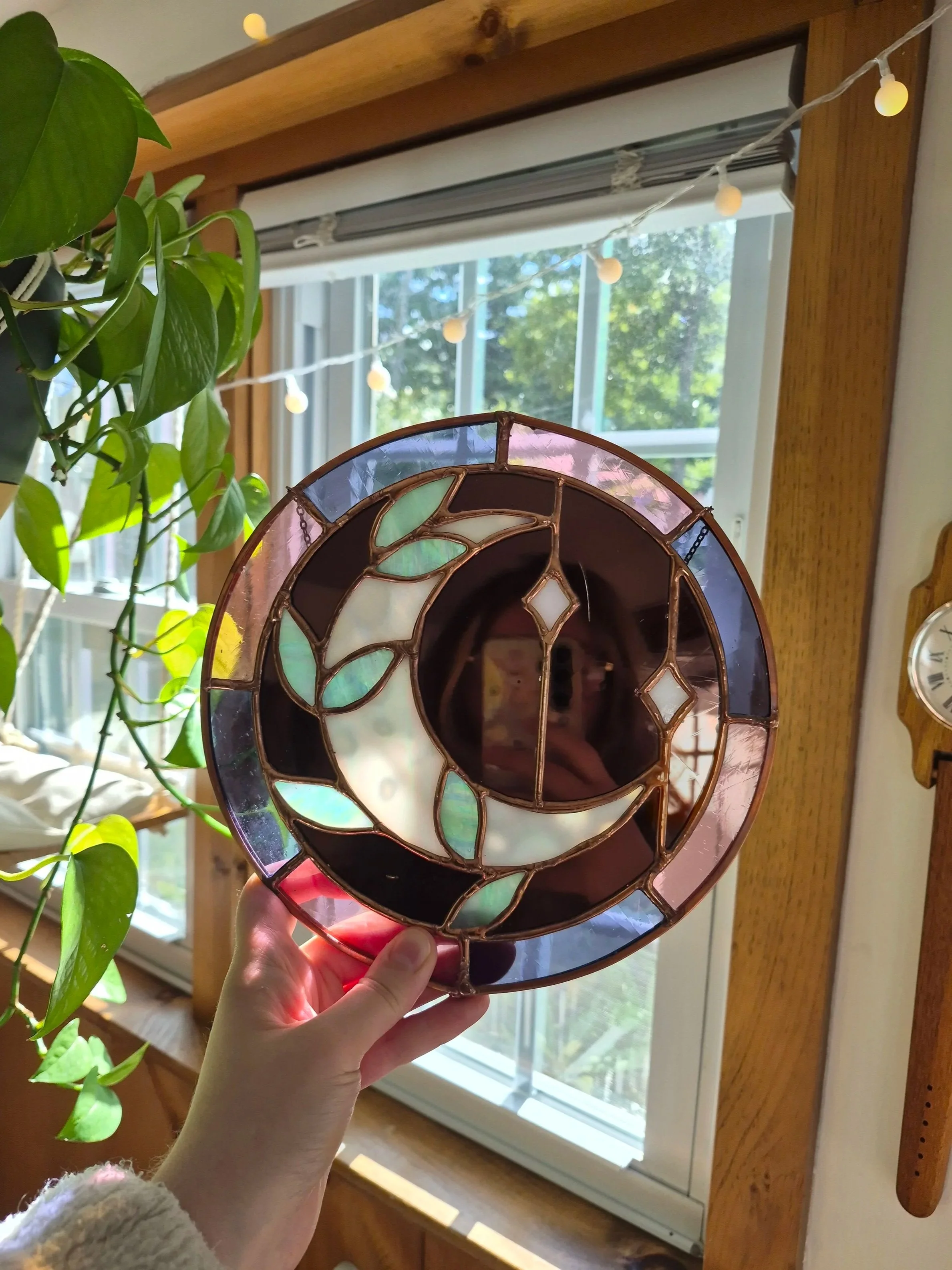 Moon & Vines Mirror - Pink