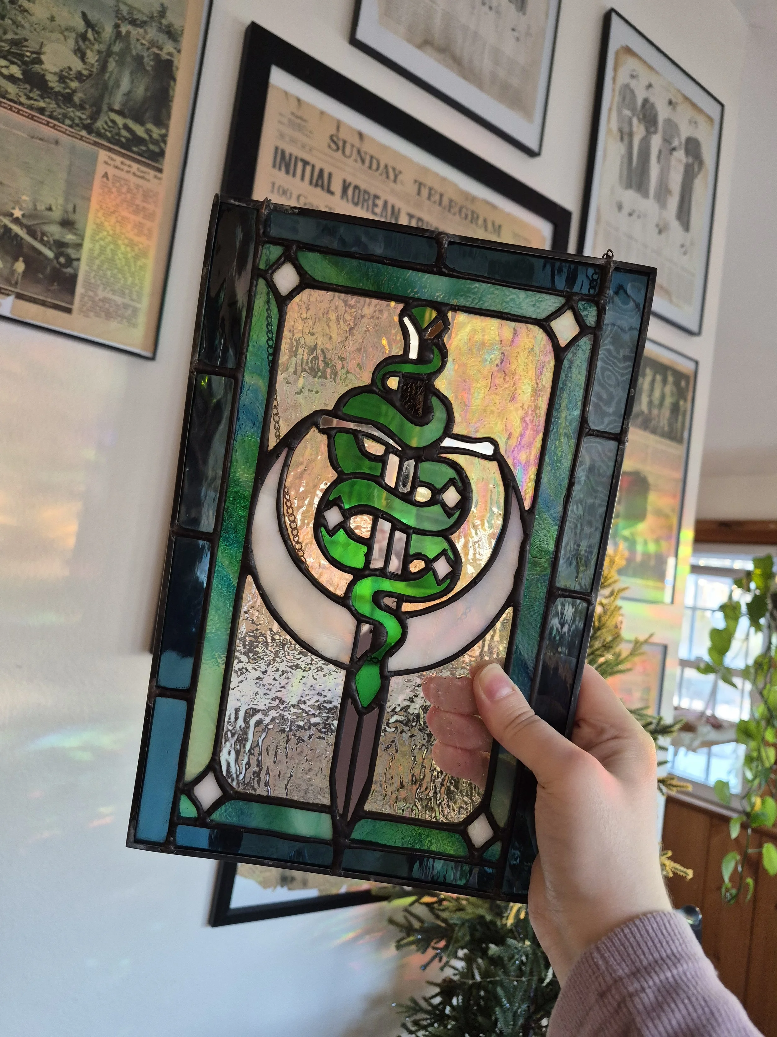 Snake & Moon Stained Glass