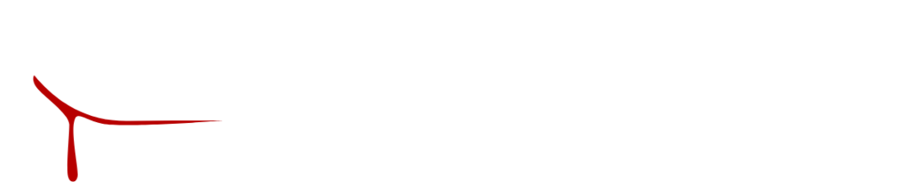 Logo of Scream Box with black background, black and white text, and red dripping design element.