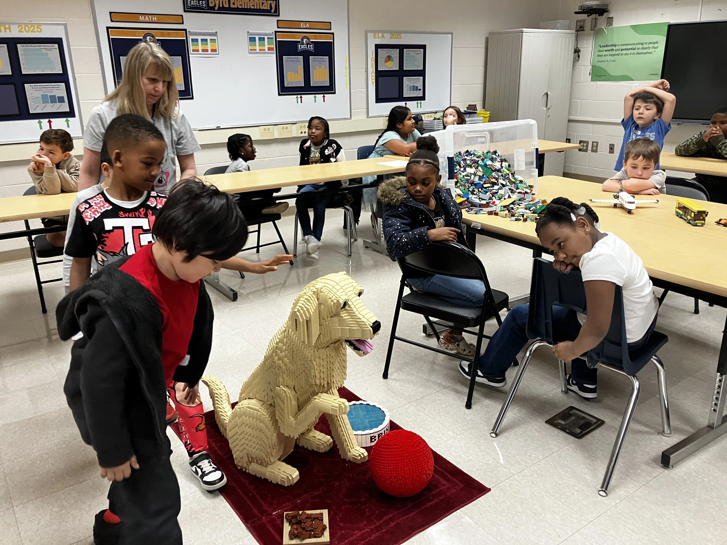 Brix, my full sized Golden Retriever at an elementary school presentaion 