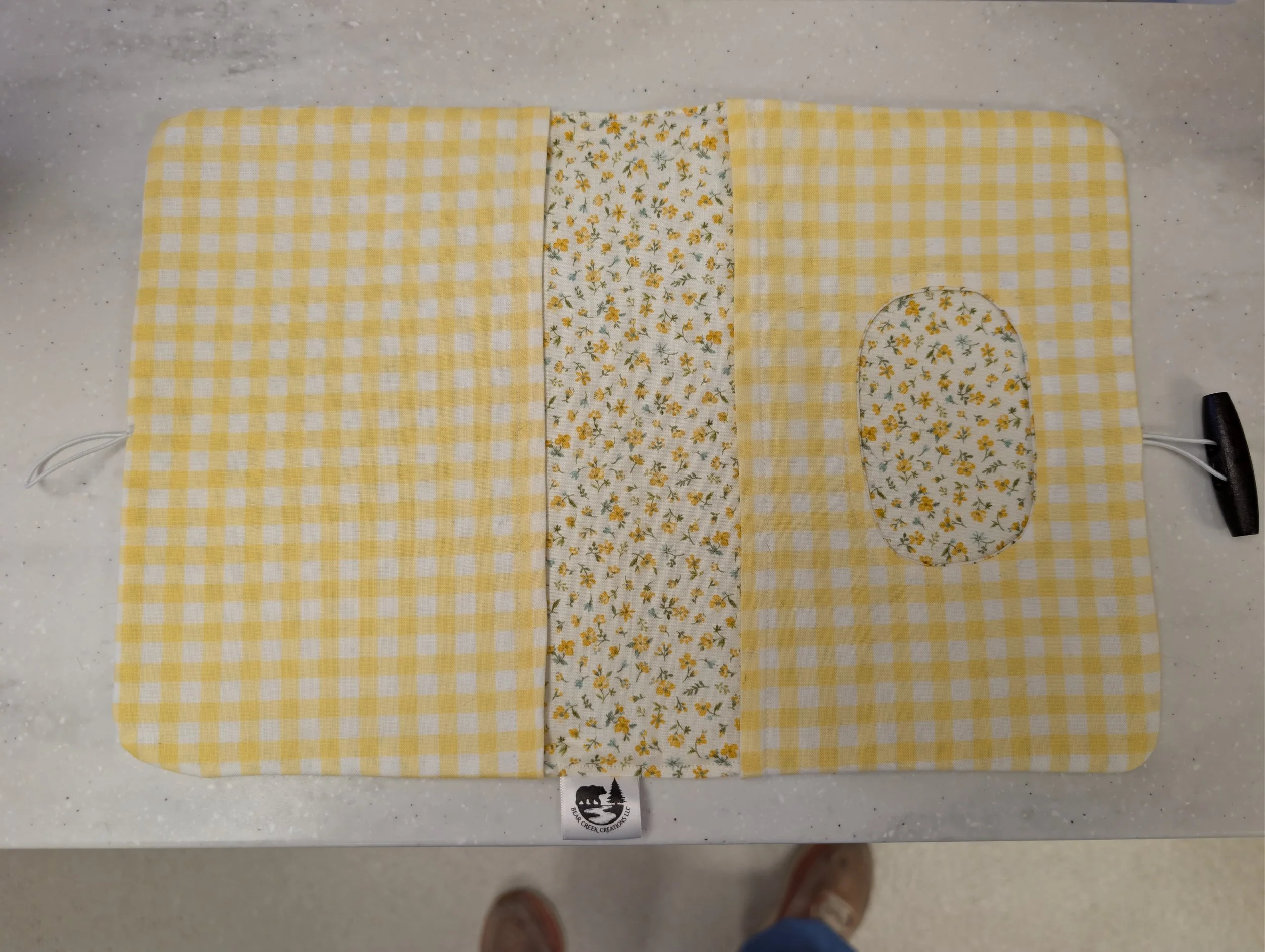 Yellow Checkered and Floral Diaper/Wipe Clutch