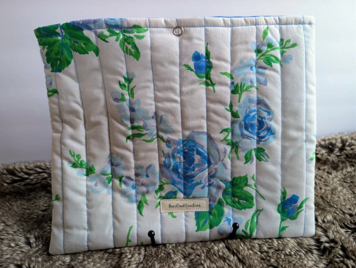 Vintage Blue Blossoms Quilted Book Sleeve